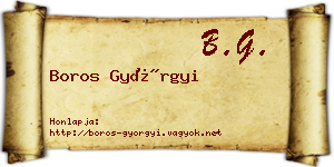 Boros Györgyi névjegykártya